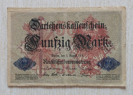 Germany 1914 - 50 Mark - Darlehenskassenschein - No E.Nr 3869951 - P# 49b - VVF - 50 Mark