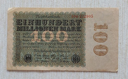 Germany 1923 - 100 Millionen Mark - Reichsbanknote - No 19K.132905 - P# 107a - Near UNC - 100 Mark