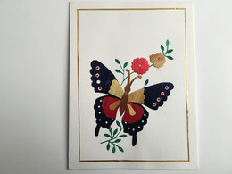 Butterfly Papillon Schmetterling - Greeting Card Painted And Handmade - Papillons