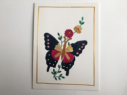 Butterfly Papillon Schmetterling - Greeting Card Painted And Handmade - Papillons