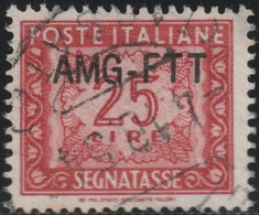 Trieste Zona A 1954 25 L. Rosso Bruno Sass. 25A Usato Cv 1100 - Portomarken