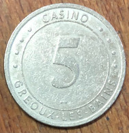 04 GÉOUX-LES-BAINS CASINO JETON DE 5 EUROS MONNAIE DE PARIS SLOT MACHINE CHIPS TOKENS COINS GAMING - Casino