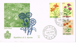 42329. Carta SAN MARINO 1971. Flowers, Flores, Fiori, Centaurea, Gallardia - Storia Postale