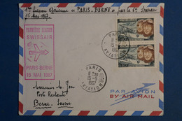 AF6 FRANCE BELLE LETTRE  1967 PARIS BERNE IER VOL ++++AEROPHILATELIE+ PAIRE DE TP +AFFRANCH.  INTERESSANT - 1960-.... Briefe & Dokumente