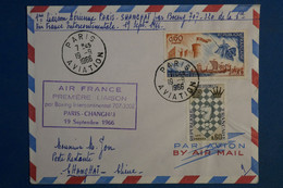 AF6 FRANCE CHINA BELLE LETTRE  1966 IER VOL PARIS SHANGAI CHINA   ++++AEROPHILATELIE++AFFRANCH.  PLAISANT - 1960-.... Cartas & Documentos