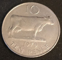 GUERNESEY - 10 PENCE 1979 - Elizabeth II - KM 30 - TEN PENCE - Vache - Cow - GUERNSEY - Guernesey