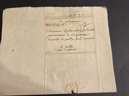 Lettre 1778 Marque Linéaire Beauvais Pour Le Mareschal De La Motte à L’académie Royale De Juilly - 1701-1800: Voorlopers XVIII