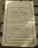 AFFICHE Pour LES FETES COMMUNALES De LEVAL -TRAHEGNIES (BINCHE) En 1914 Avec LES 2 FANFARES !! - 4 Scans ! - Posters