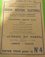 AFFICHE Pour MEETING ELECTORAL LIBERAL De LEVAL -TRAHEGNIES (BINCHE) En 1950 ! - 3 Scans ! - Posters