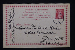 TURQUIE - Entier Postal De Aydin Pour Paris En 1946 - L 109894 - Postal Stationery