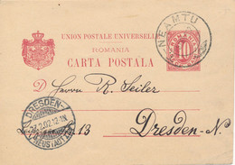 RUMÄNIEN  -  NEAMTU   -  1902  ,  Carta Postala  -  P30   Nach Dresden - Postal Stationery