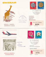 1965 - SUISSE / SWISSAIR - 2 ENVELOPPES RECOMMANDEES De ZÜRICH LUFTPOST ! => MAROC / LIBERIA - Primeros Vuelos