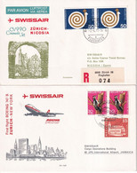 1971 - SUISSE / SWISSAIR - 2 ENVELOPPES RECOMMANDEES De ZÜRICH FLUGHAFEN ! => CHYPRE / JAMAICA - Erst- U. Sonderflugbriefe