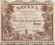 SAVANA -  SOCIETE INDUSTRIELLE,COMMERCIALE ET FINANCIERE - TRES BELLE ACTION ILLUSTREE 2500 FRS - ANNEE 1952 - Afrique