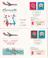 1965 - SUISSE / SWISSAIR - 2 ENVELOPPES RECOMMANDEES De ZÜRICH LUFTPOST ! => POLOGNE / HONGRIE - Eerste Vluchten