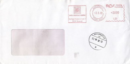 AMOUNT 3000, BUCHAREST, BCR BANK LOGO, RED MACHINE STAMPS ON COVER, 2002, ROMANIA - Lettres & Documents