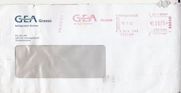 AMOUNT 0.75, HERTOGENBOSCH, GEA GRASSO COMPANY ADVERTISING, RED MACHINE STAMPS ON COVER, 2002, NETHERLANDS - Cartas & Documentos