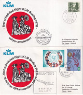 1971 - AVIATION KLM - 2 ENVELOPPES De MANILA (PHILIPPINES)  => TOKYO (JAPON) Et TOKYO => AMSTERDAM - Airmail