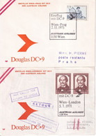 1971 - AUSTRIAN AIRLINES - 2 ENVELOPPES De WIEN (AUTRICHE)  => LONDON / PRAGUE - Premiers Vols AUA