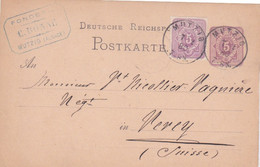 1880 ) MUTZIG - ENTIER POSTAL + TIMBRE REICH POST -  CACHET FONDERIE C. BONNE MUTZIG ALSACE - - Cartes Précurseurs