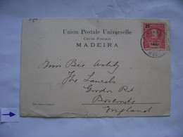 MADEIRA - POSTCARD SENT FROM FUNCHAL TO ENGLAND WITH 1 "BB/C" PERFIN IN 1904 IN THE STATE - Andere & Zonder Classificatie