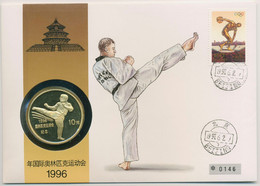 China 1997 Olympische Spiele'96 Atlanta Numisbrief 10 Yuan (N506) - Cina