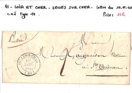 41- LOIR ET CHER - SELLES SUR CHER - Voir Descriptif De La Vente Avec Photo Du Scan - 1801-1848: Precursores XIX