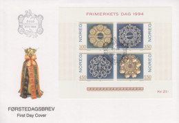 Enveloppe  FDC   1er   Jour   NORVEGE  Bloc  Feuillet   Journée  Du  Timbre   1994 - FDC