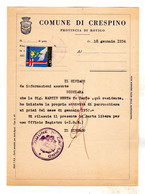 1954 Lettera Con Stemma E Timbro Comune Di Crespino Rovigo Firma Del Sindaco - Rovigo