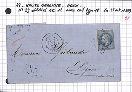 47 -  LOT ET GARONNE -  AGEN - Voir Descriptif De La Vente Avec Photo Du Scan - 1849-1876: Klassik