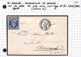 51 - MARNE - MOURMELON LE GRAND - Voir Descriptif De La Vente Avec Photo Du Scan - 1849-1876: Période Classique