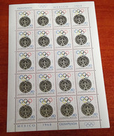 Yugoslavia Olympic Games 1968 Mexico Mi#35 Mint Never Hinged Full Sheet - Estate 1968: Messico