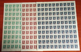 Yugoslavia Republic 1948 Mi#539-541 Mint Never Hinged, Full Sheets Of 100, Rare In This Form, Cv1000 Eur+, Full Good Gum - Neufs