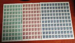 Yugoslavia Republic 1948 Mi#539-541 Mint Never Hinged, Full Sheets Of 100, Rare In This Form, Cv1000 Eur+, Full Good Gum - Ungebraucht
