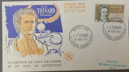 P) 1957 FRANCE, THE 100TH ANNIVERSARY OF THE DEATH OF THÉNARD STAMP, FDC, COVER INVENTOR OF OXYGENATED WATER AND METHYLE - Andere & Zonder Classificatie