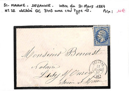 51 - MARNE  - SEZANNE -  Voir Descriptif De La Vente Avec Photo Du Scan - 1849-1876: Klassik