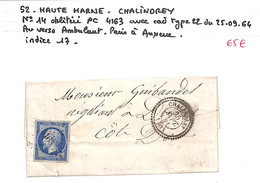 52 - HAUTE MARNE  - CHALINDREY -  Voir Descriptif De La Vente Avec Photo Du Scan - 1849-1876: Période Classique