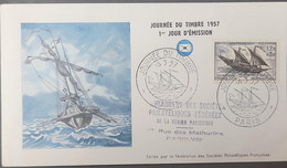 P) 1957 FRANCE, FDC, COVER OF FELUCCA XVIIITH CENTURY, STAMP DAY PARIS, XF - Sonstige & Ohne Zuordnung