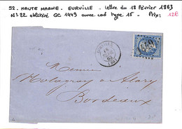 52 - HAUTE MARNE  - EURVILLE -  Voir Descriptif De La Vente Avec Photo Du Scan - 1849-1876: Klassieke Periode