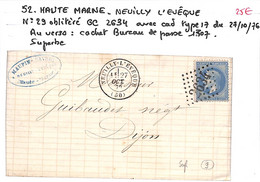 52 - HAUTE MARNE  - NEUILLY L'EVEQUE -  Voir Descriptif De La Vente Avec Photo Du Scan - 1849-1876: Classic Period