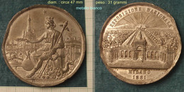 M_p> Medaglia " ESPOSIZIONE NAZIONALE MILANO 1881 " - Metallo Bianco - Diam. 47 Mm Peso 31 Grammi - Profesionales/De Sociedad