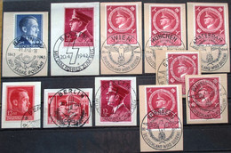 DR Kleines Lot Mit 11 Hitler Marken Auf Briefstücken Und Guten SST - Used Stamps