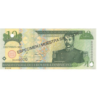 Billet, Dominican Republic, 10 Pesos Oro, 2000, 2000, Specimen, KM:159s, SPL - Dominicana