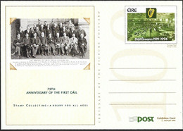 Eire Ireland Postal Stationery Postage Paid Exhibition Card 75Th Anniversary Of The First Dail - Postwaardestukken