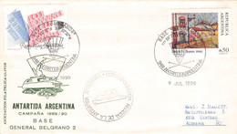 ARGENTINA - COVER 1989 BASE BELGRANO > LICHTENAU/DE Mi #1971, 1977 / YZ76 - Cartas & Documentos