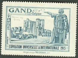Belgique Belgie Gent Gand 1913 " Exposition Universelle Internationale - Chateau Des Comtes " Vignette Sluitzegel - Vignetten (Erinnophilie)
