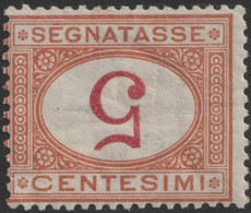 Regno D'Italia Segnatasse 1870 5 C. Ocra E Carminio Sass. 5b MNH** Certificato Cv 58000 - Taxe