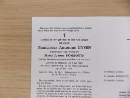 Doodsprentje Franciscus Antonius Gysen Stabroek 9/7/1885 - 28/5/1970 ( Maria Joanna Rombouts ) - Godsdienst & Esoterisme
