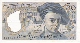 BILLETE DE FRANCIA DE 50 FRANCS DE QUENTIN DE LA TOUR DEL AÑO 1977 (BANKNOTE) - 50 F 1976-1992 ''Quentin De La Tour''