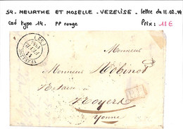 54 - MEURTHE ET MOSELLE - (52)  - VEZELISE -  Voir Descriptif De La Vente Avec Photo Du Scan - 1801-1848: Précurseurs XIX
